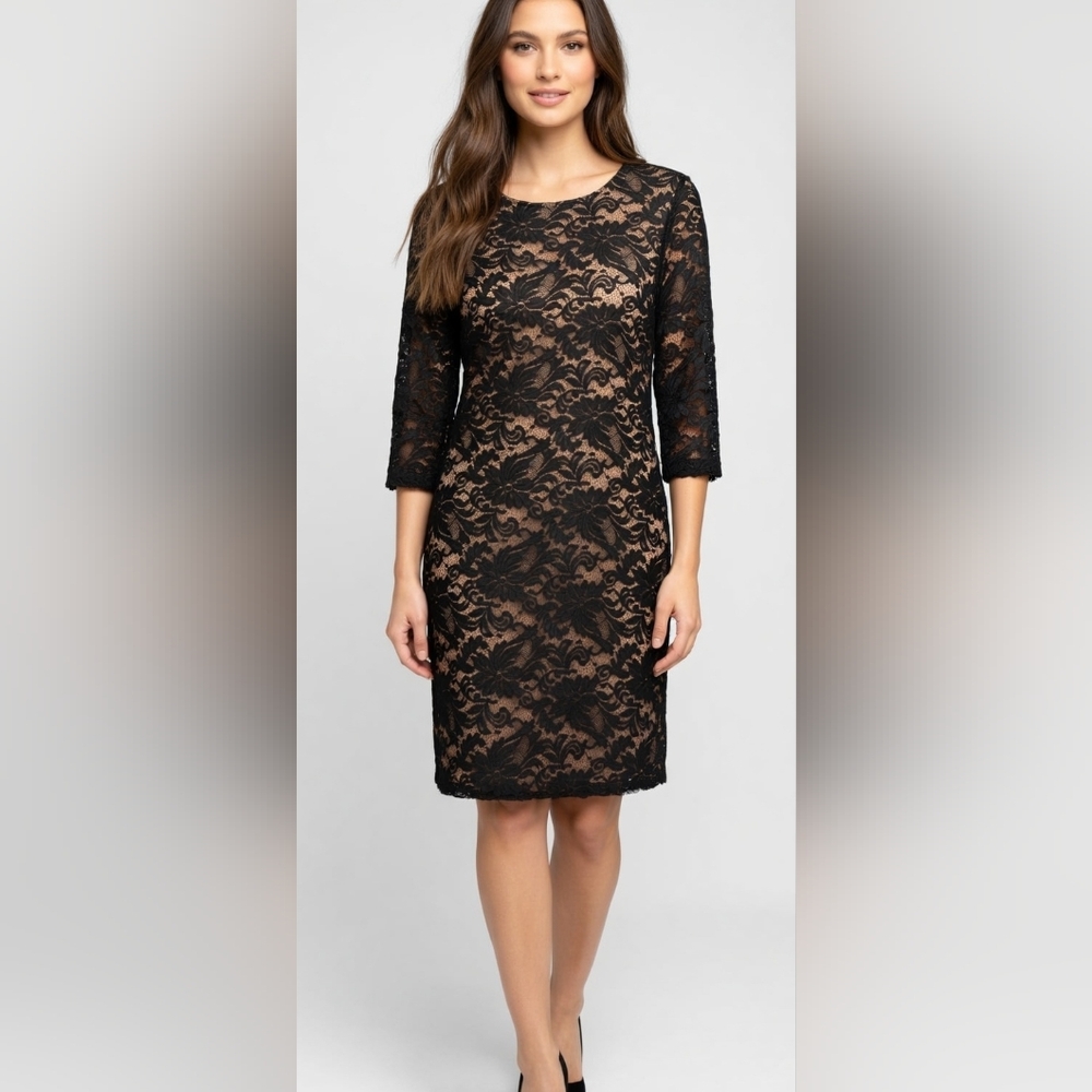 Liz Claiborne Black Lace Long Sleeve Dress